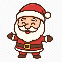  A classic and heartwarming illustration of Santa Claus, captured with a benevolent smile and a flowing white beard, dressed in his iconic red suit