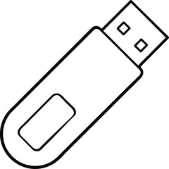usb drive icon line art vector illustration on transparent background	

