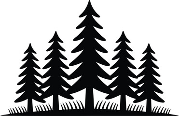 Obraz premium Pine Tree Forest Silhouette Vector for Logo and Icon Design 
