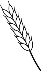 wheat stalk icon line art vector illustration on transparent background	
