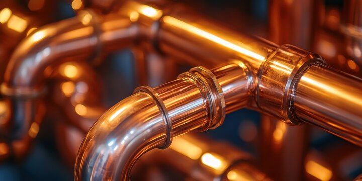 Innovative copper plumbing installation techniques industrial workshop high-resolution photography controlled environment close-up view modern plumbing concepts