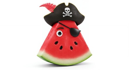 Cartoon watermelon pirate slice graphic design