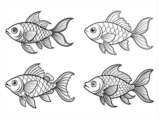 coloring page line art the goldfish black vector bundle