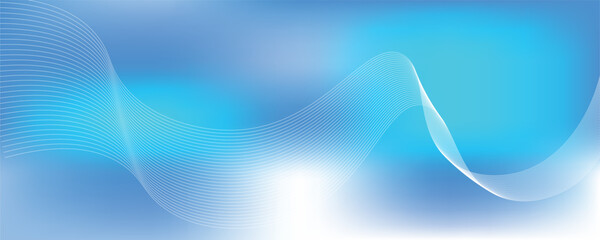 Blue gradient background with smooth flowing white wave lines for modern tech and digital design	
