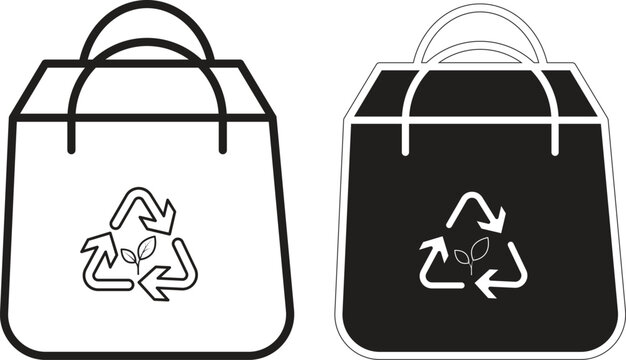 Eco tote bag with recycle sign and sturdy design, reusable shopping bag icon for green choices with transparent background