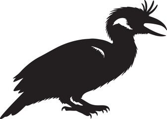 Pangani Longclaw bird in silhouette full white baackground.