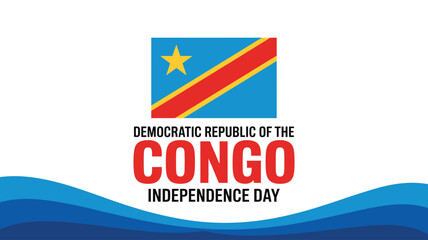 flag of democratic republic of the congo with yellow star, red diagonal stripe, and independence day text celebrating national pride and identity