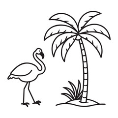 A drawing of a flamingo line art illustration
