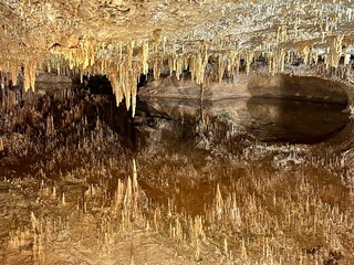 Luray caverns dream mirror lake, a natural formation of millions of years of water's interaction...