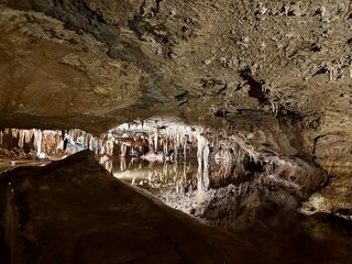 Luray caverns dream mirror lake, a natural formation of millions of years of water's interaction...