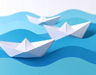 Paper ships on blue waves