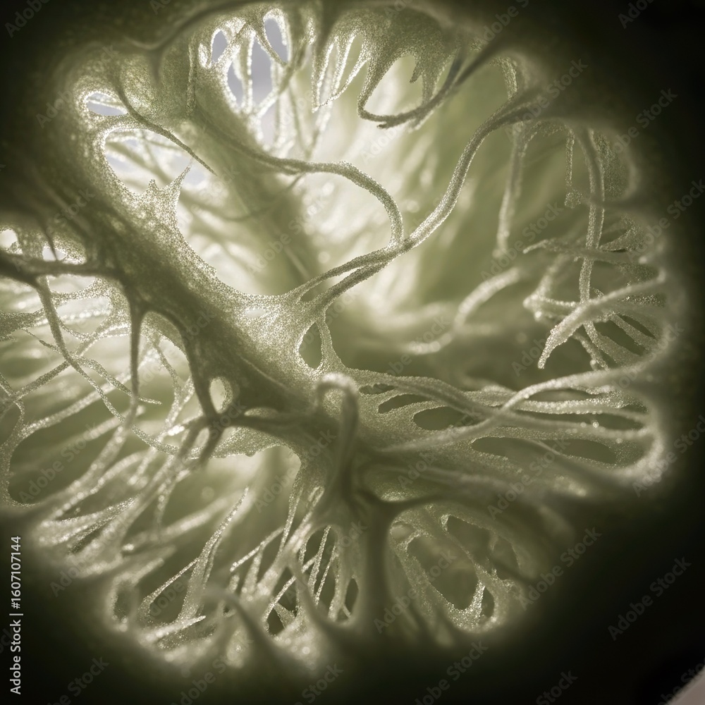 Fototapete abstract, organic-looking structure with interconnected, branching filaments and textures.