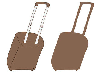キャリー　旅行　趣味　イラスト　薄茶色　2セット　線画　シークレット　色違い