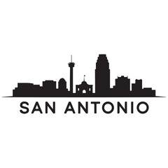 Fototapeta premium San Antonio city simple silhouette. Modern urban background. Vector skyline. Vector black silhouette. with white background