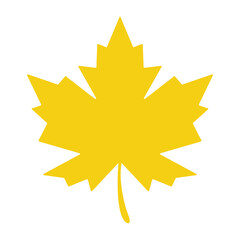 Autumn maple leaf yellow silhouette – solid vector illustration great for nature decor, Thanksgiving graphics, or patriotic Canadian design.