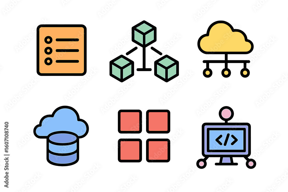 Poster graphic representation of data management concepts including cloud storage and network structures