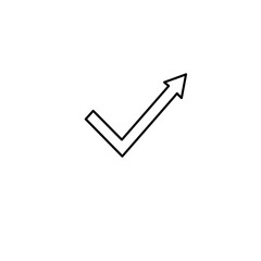 Check mark symbol with upward arrow representing progress  