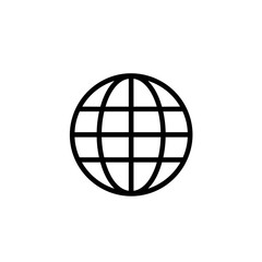 Stylized globe icon in minimalist black and white design  