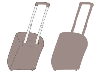 キャリー　旅行　趣味　イラスト　薄茶色　2セット　線画　シークレット　色違い