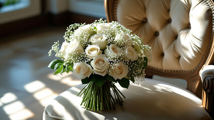 Elegant white rose bouquet wedding flowers floral arrangement bridal bouquet romantic love gift decor