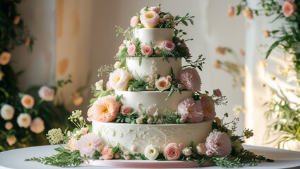 Wedding cake floral cake flower cake tiered cake celebration cake elegant cake romantic cake dessert cake