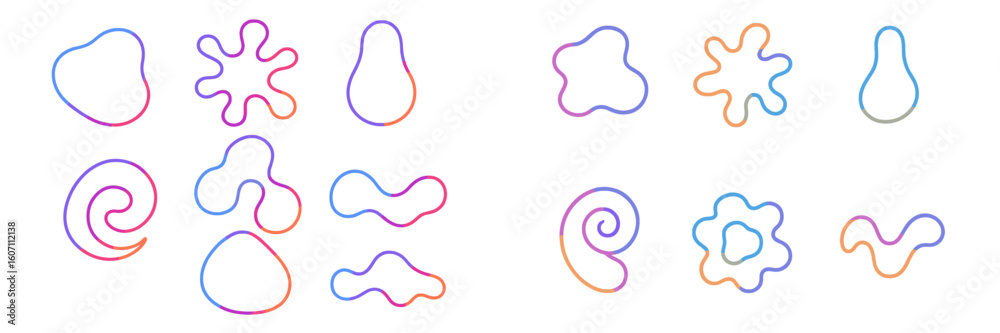 Poster colorful abstract shapes with fluid outlines creating a playful design suitable for backgrounds and 