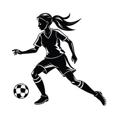 female soccer vector silhouette Graphic - Girls