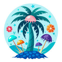 vector illustration of a tropical beach