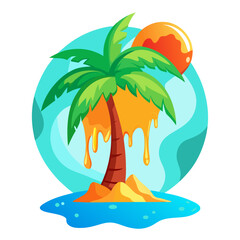 tropical island with palm trees