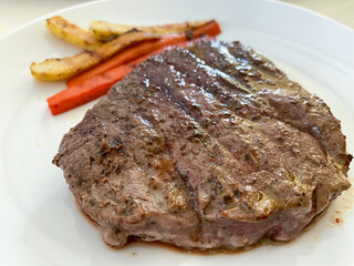 Grilled Steak with Roasted Carrots and Parsnips