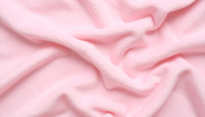 Light Pink Fleece Fabric Texture. Fold Surface. Textile Material. Background. © Väike Studio