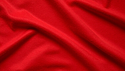 Red Fleece Fabric Texture. Fold Surface. Textile Material. Background. © Väike Studio