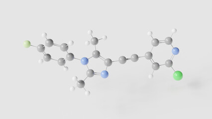 basimglurant molecule 3d, molecular structure, ball and stick model, structural chemical formula antidepressants