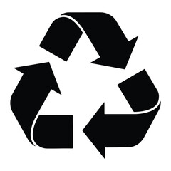 Clean black and white recycle symbol illustrating environmental conservation and sustainability