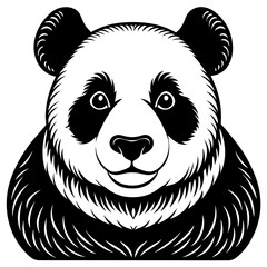 Panda Face Vector in Black and White