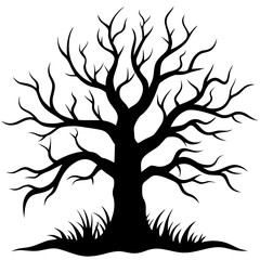 Tree Silhouette Vector – Black Tree Outline Illustration