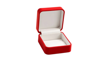 Empty open red jewelry box isolated on transparent background
