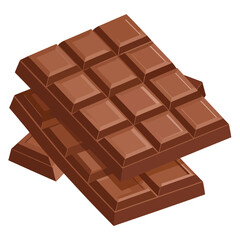 Two stacked milk chocolate bars with classic segmented squares, illustrated in a smooth, rich brown color.