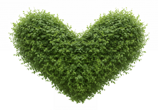 Green heart shape made of leaves isolated on transparent background - Powered by Adobe