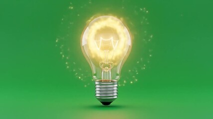Light Bulb Idea Icon, green screen background, realistic, no human or body parts, 4K resolution, seamless loop