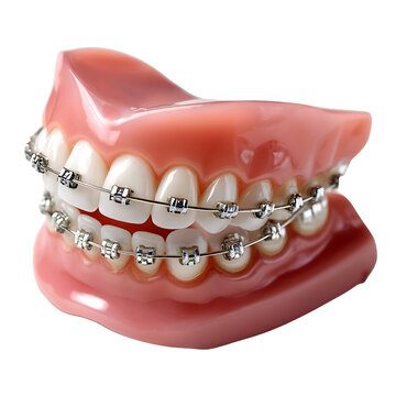 Realistic Model of Human Teeth with Metal Braces for Dental Education and Demonstration