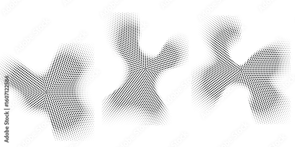 Fototapete Set of vector halftone circles with dots. Pattern design elements with black and white gradient.