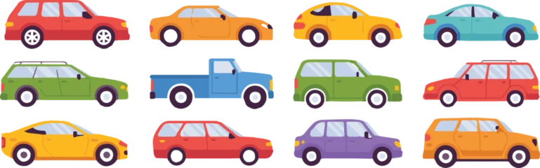 Fotobehang Auto set of colorful cars in flat design multicolor auto vector collection for web print and branding  © AIcon Star