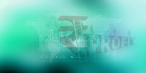 2d rendering Stock market online business concept. business Graph with indian rupee sign
