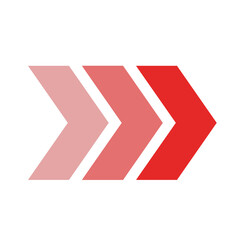 シンプルな三角矢印のアイコン　赤　グラデーション