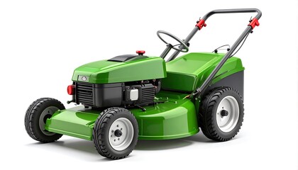 Green lawn mower, isolated on white