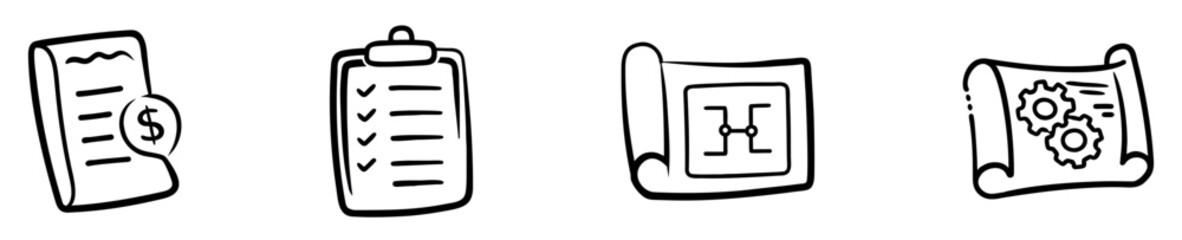 Architecture & Building Plans Doodle Icons