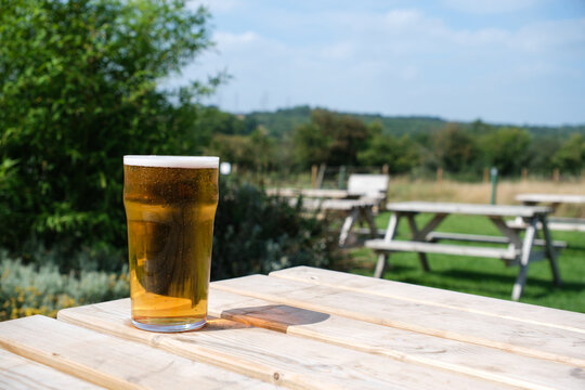 pint of beer in beer garden