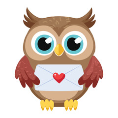 Cute Owl Holding a Love Letter