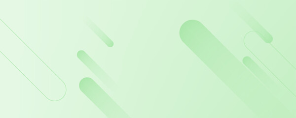 White abstract wide banner background with green geometric shapes.